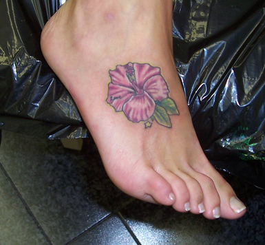 Looking for unique Joe Smith Tattoos?  hibiscus on foot
