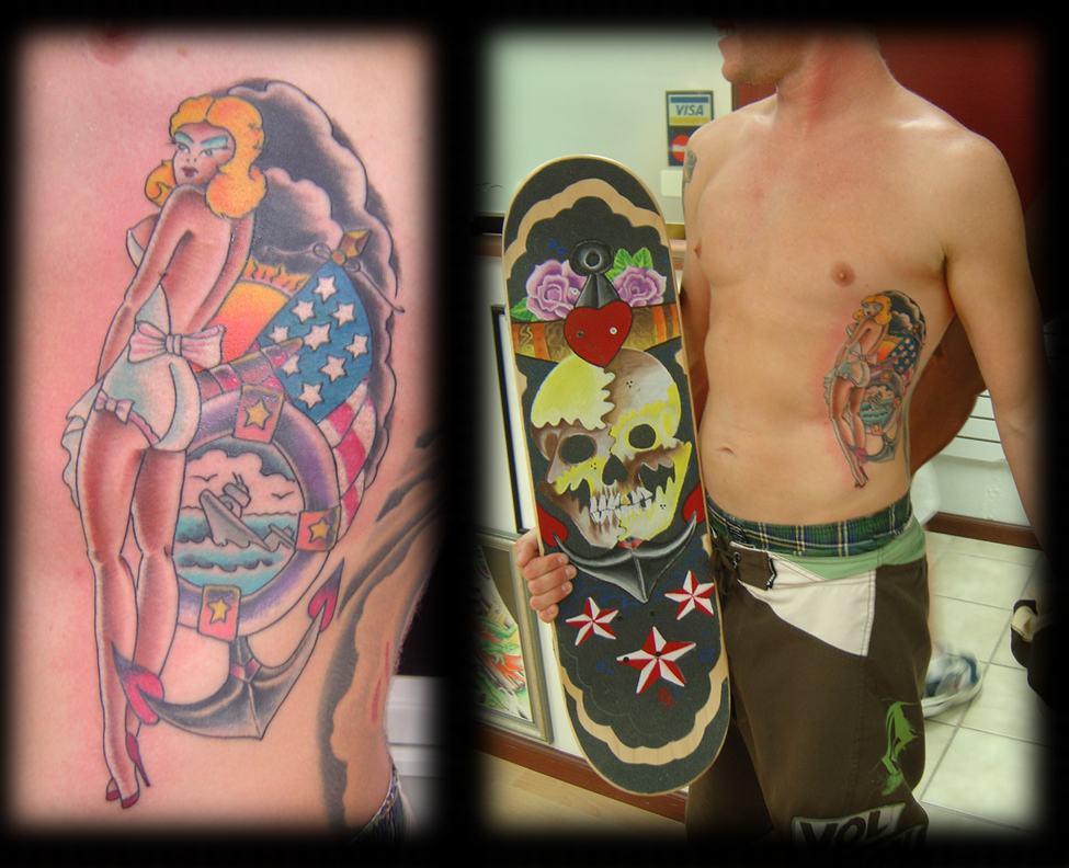 Looking for unique Old School tattoos Tattoos?  mikes new pinup girl and AR custom grip!
