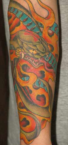 Tattoo Galleries: fiery snake Tattoo Design
