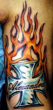 Tattoo Galleries: Flaming  Iron Cross  Tattoo Design