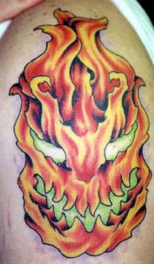 Tattoo Galleries: Flaming Head Tattoo Design