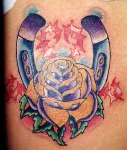 Tattoo Galleries: Horseshoe and Rose Tattoo Design