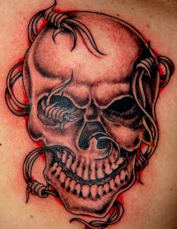 Tattoo Galleries: wiry skull Tattoo Design