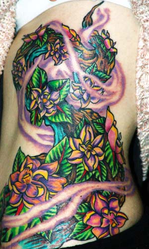 Tattoo Galleries: Kates flowering ribs Tattoo Design
