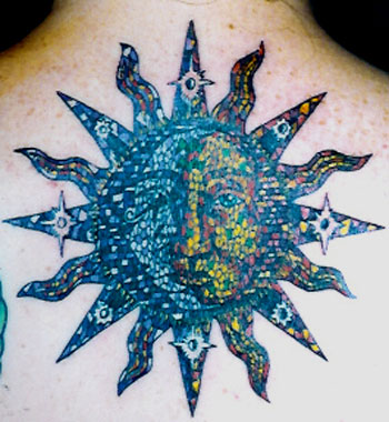 Tattoo Galleries: Mosaic Sun /Moon Tattoo Design