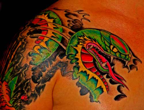 Tattoo Galleries: tiger snake Tattoo Design