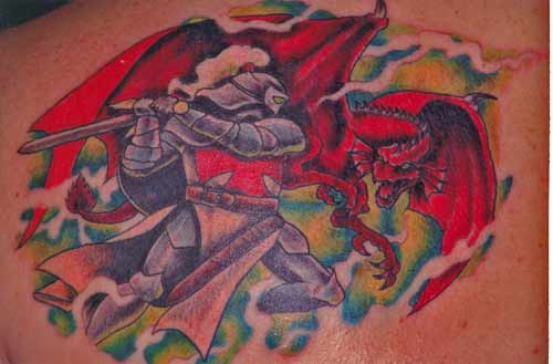 Tattoo Galleries: dragon and knight Tattoo Design