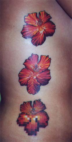 Tattoo Galleries: Pixel Flowers Tattoo Design