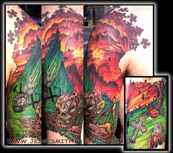 Looking for unique Favorite tattoos Tattoos? Zombie Half Sleeve