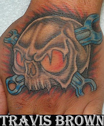 Travis Brown - Wrench Skull Tattoo