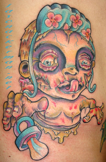 Jason Ackerman - bloody baby zombie tattoo