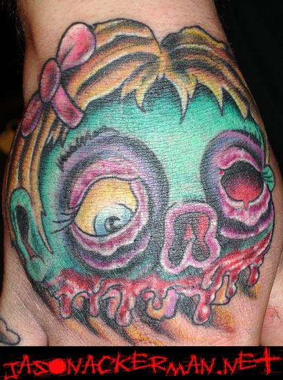 Jason Ackerman - jacked jaw zombie girl tattoo