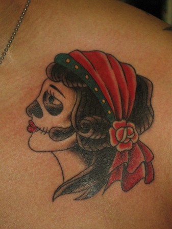 Pete Ballesty - Skeleton Gypsy Head Tattoo