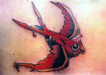 Tattoo Galleries: Damaged Swallow 
 Tattoo Design