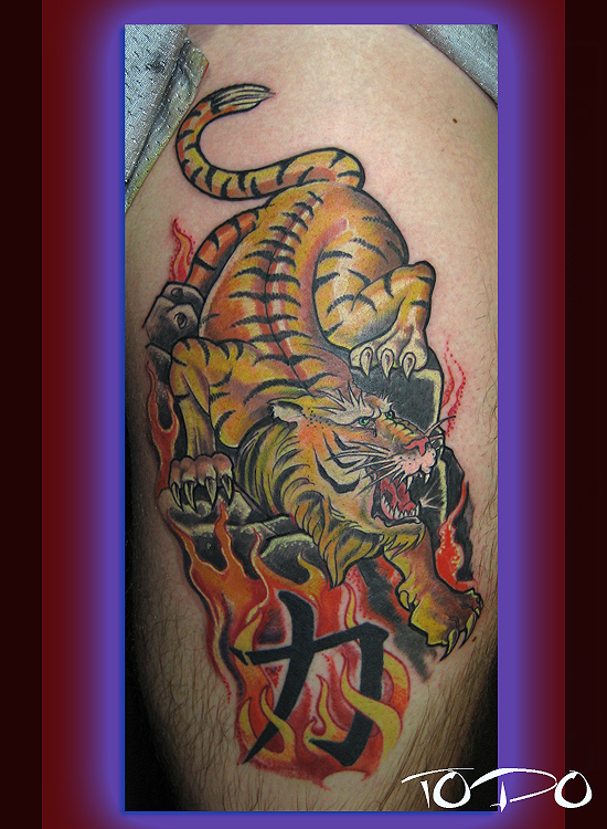 tiger tattoos on calf. Animal Tiger Tattoos,