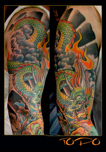 Todo - Dragon- Koi sleeve. Large Image. Keyword Galleries: Color Tattoos, 