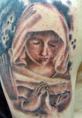 Looking for unique Portrait tattoos Tattoos?  black and grey Mary