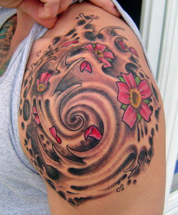 Looking for unique Color tattoos Tattoos?  water tunnel whirlpool with flower