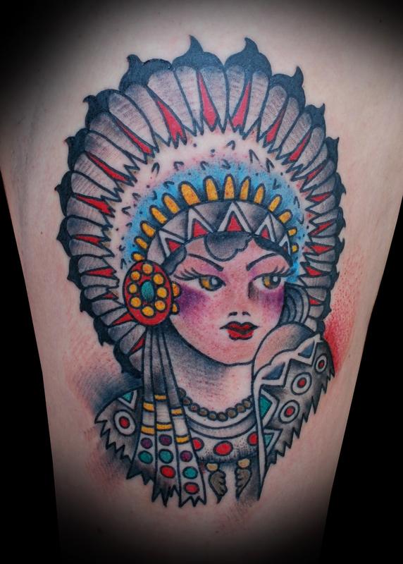 Adam @ Graceland Tattoo : Tattoos : Traditional O : Sailor Jerry Indian  Princess Tattoo