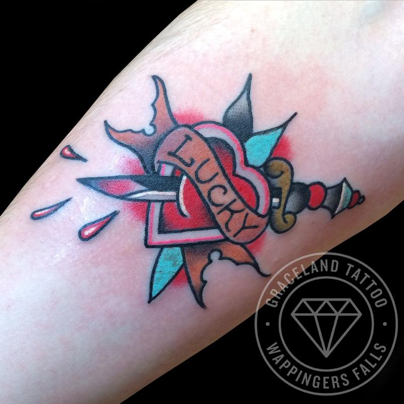 Traditional Heart and Dagger Tattoo by Adam Lauricella : Tattoos