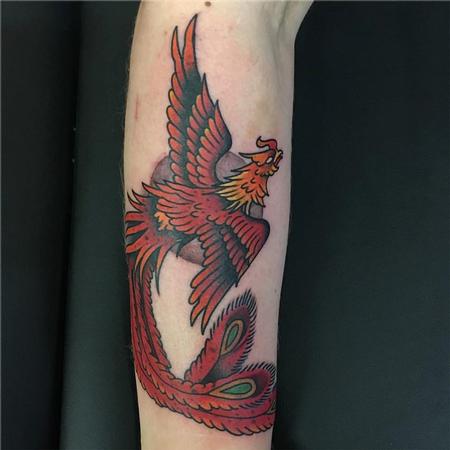 Color - Traditional Phoenix Tattoo