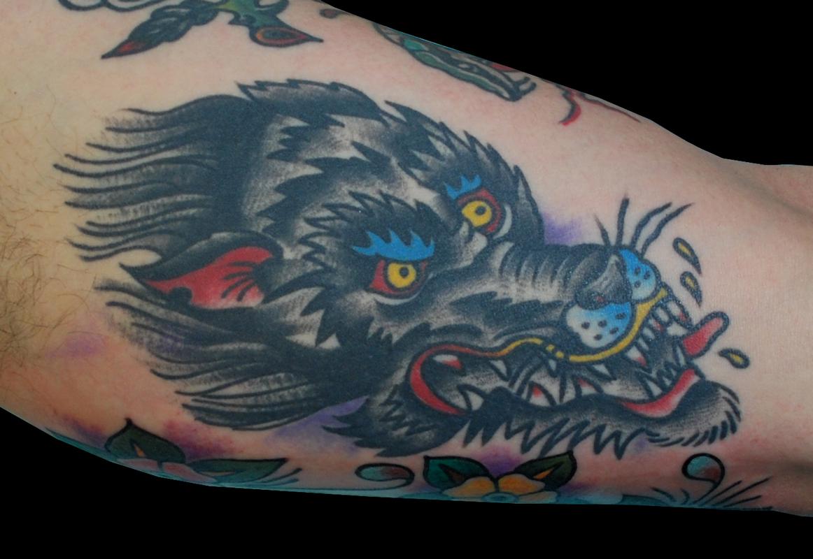 Traditional Wolf Tattoo by Adam Lauricella : Tattoos
