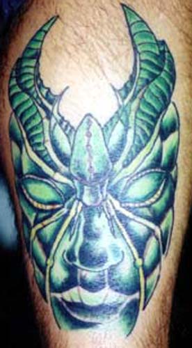 Anthony Lawton Tattoo Galleries: Green Demon design