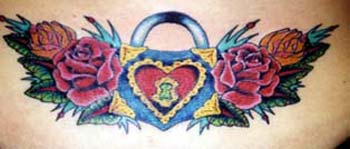 Tattoo Galleries: Padlock and Roses Tattoo Design