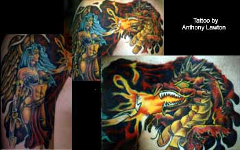 Anthony Lawton Tattoo Galleries: Angel and Dragon design