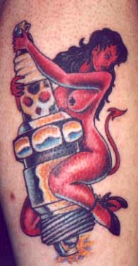 Tattoo Galleries: Devil Girl on Spark Plug! Tattoo Design