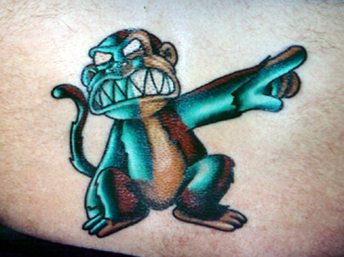 Monkey tattoos mostly illustrate the animal from their cute and charming 