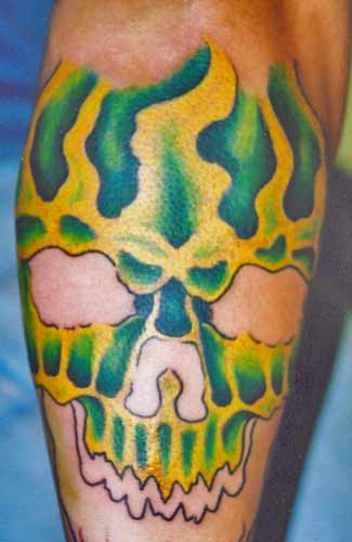 Tattoo Galleries: fiery skull Tattoo Design