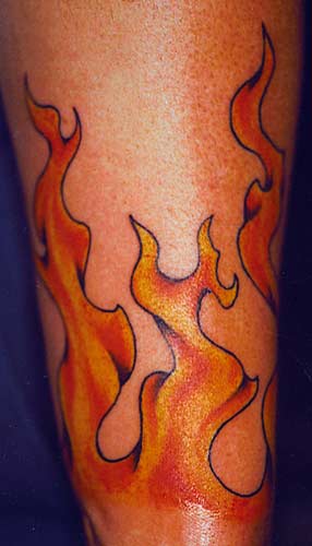 wrist flame tattoo