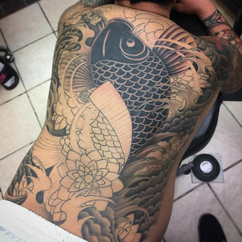 Altered Images : Tattoos : Traditional Japanese Koi Fish : Koi back piece