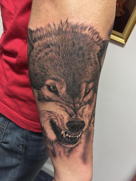 tattoos/ - Snarling Wolf Tattoo - 115684