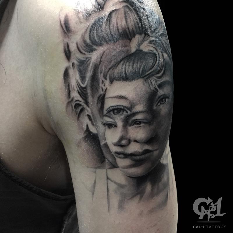 Distorted Portrait Tattoo by Capone : Tattoos