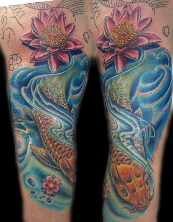 Most of the lotus flower tattoo designs have the flower depicted in its