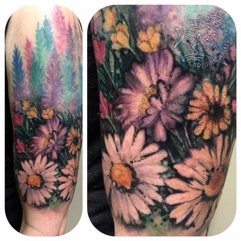 Nature Watercolor Half Sleeve by Christina Walker : Tattoos