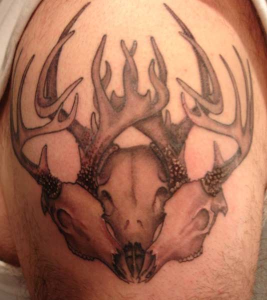 Chris Pchelka Deer Skull and antlers Tattoo