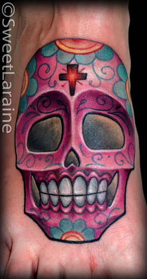 Comments Traditionalesk sugar skull on foot A full frontal pose