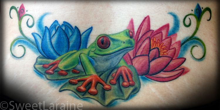 tree frog tattoos. Tree Frog; water lily tattoo.