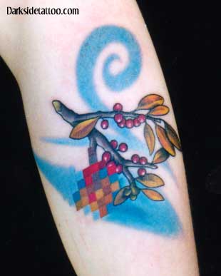 Tattoo Galleries: pixelated berry leaf (detail) Tattoo Design