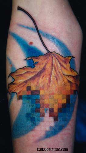 Looking for unique New School tattoos Tattoos pixilated leaf 2 detail 