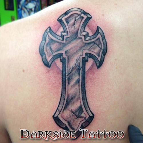 Darkside Tattoo : Tattoos : Religious : Black and Gray Cross