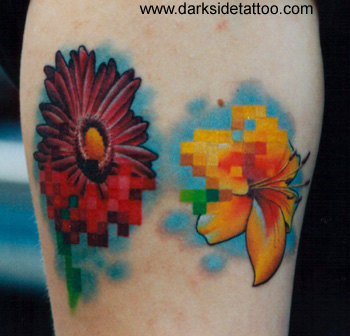 Tattoo Galleries: Pixel flowers 3 Tattoo Design