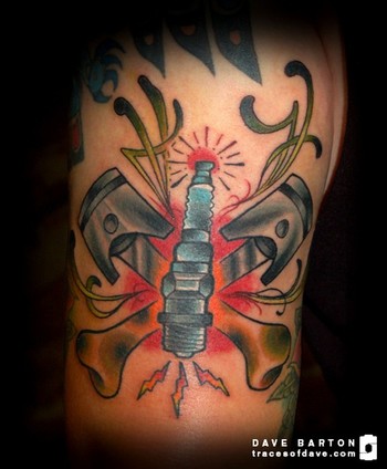 Spark Plug & Pistons tattoo