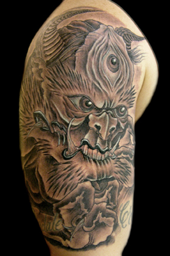 Looking for unique Traditional Japanese tattoos Tattoos Black and Grey Oni