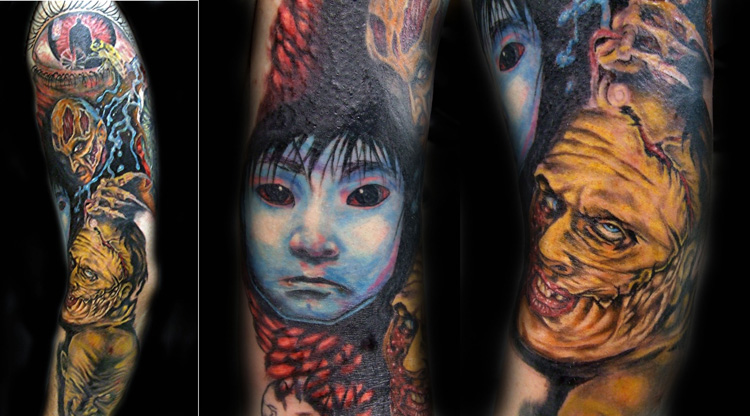 Color Tattoos horror sleeve