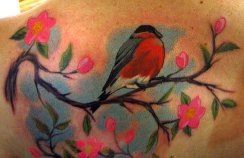 japanese bird tattoo. Block print ird