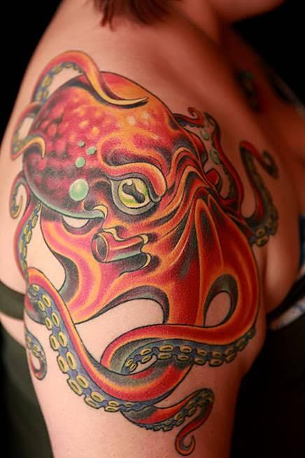 tattoos/ - Color Octopus Shoulder Tattoo - 115644